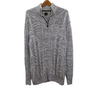 JB Holt Explorer Men’s 1/4 Zip Cable Knit Sweater XL Cream Gray Preppy Casual